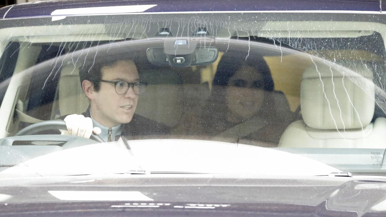 Princess Eugenie beams as she leaves hospital with new baby son and husband Jack Brooksbank