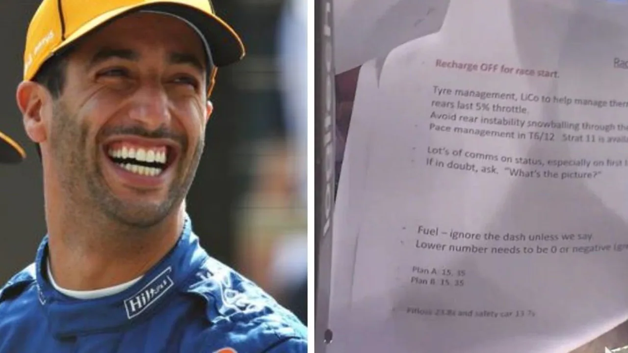 Daniel Ricciardo McLaren cheat sheet revealed, race notes, Bahrain GP