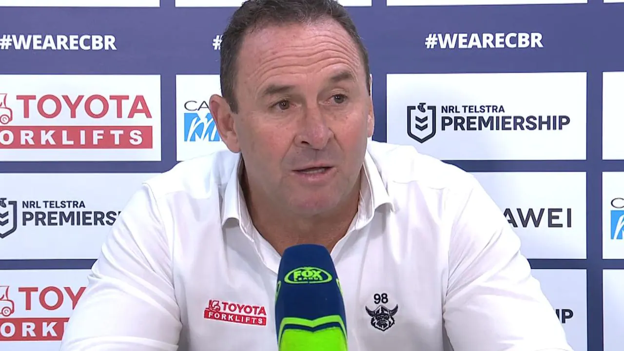 Ricky Stuart storms out of press conference, Roger Tuivasa-Sheck try-saver, stunned reaction, Warriors beat Raiders