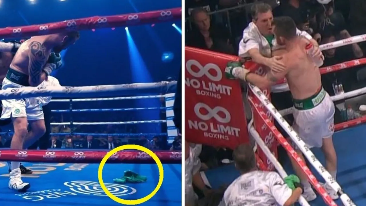 Tim Tszyu beats Dennis Hogan, trainer throws in the towel, Stephen Edwards’ desperate plea, video