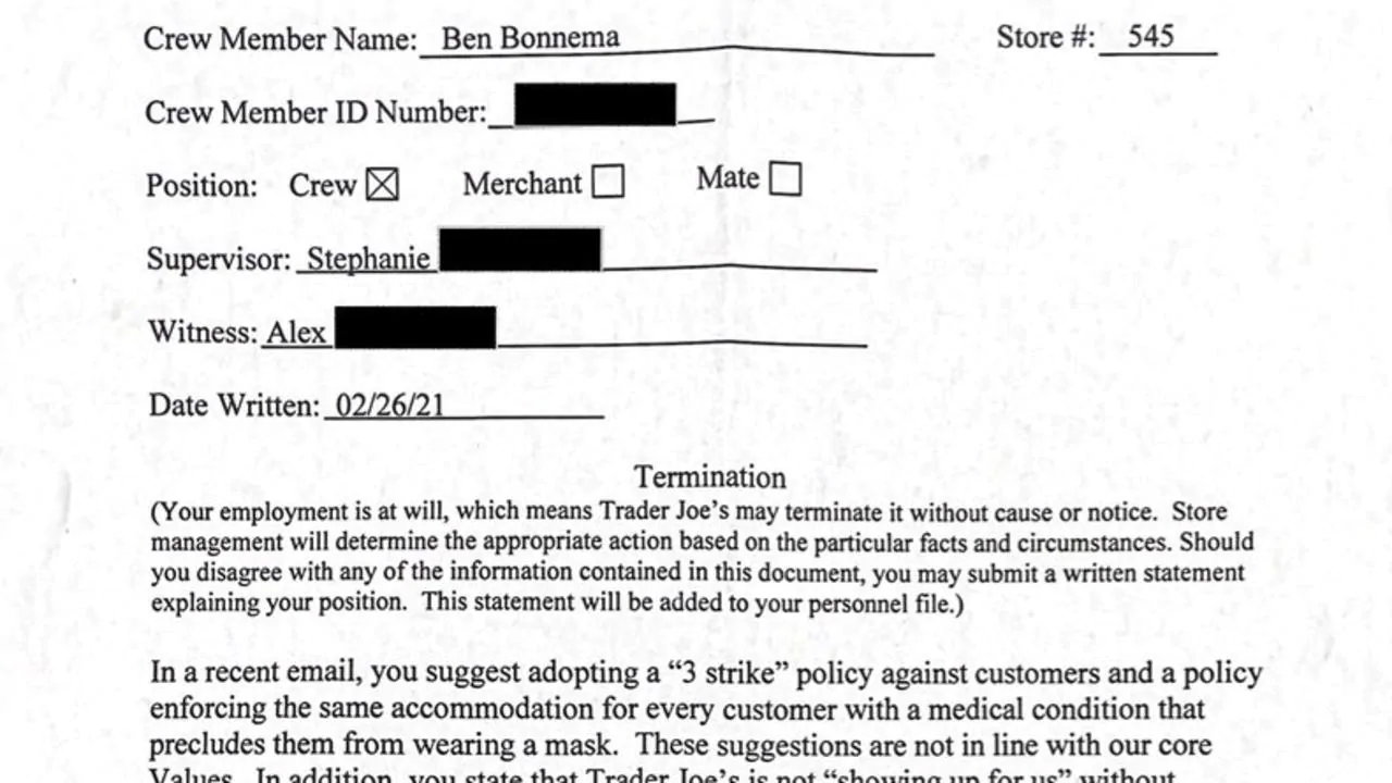 Trader Joe’s worker fired after raising COVID-19 concerns with management
