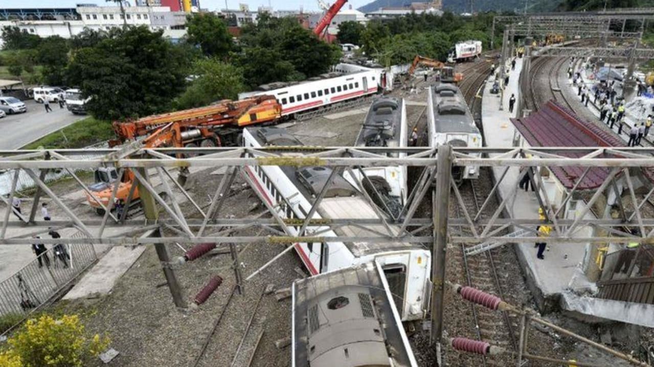 At least 41 people killed after a train derails in Taiwan