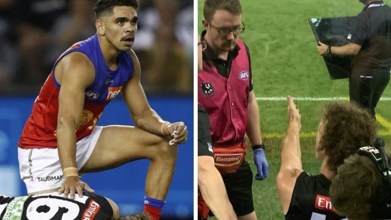 Chris Mayne head knock, concussion scare, doctor argument, Lions beat Collingwood